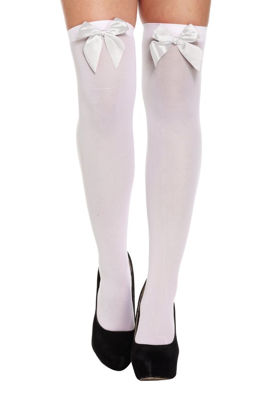 White Hold-Up Stockings with White Bows