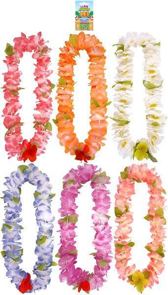 Hula Flower Leis (120cm) 6 Assorted Colours