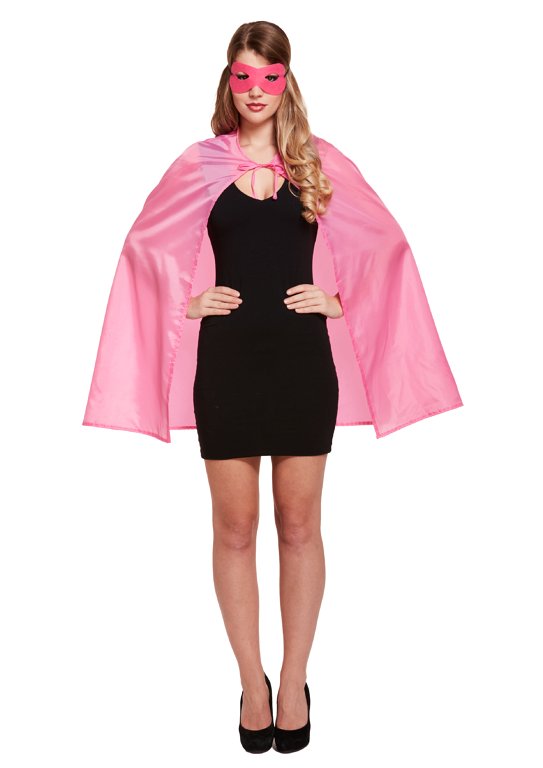 Pink Superhero Costume Set (One Size) Adult Fancy Dress