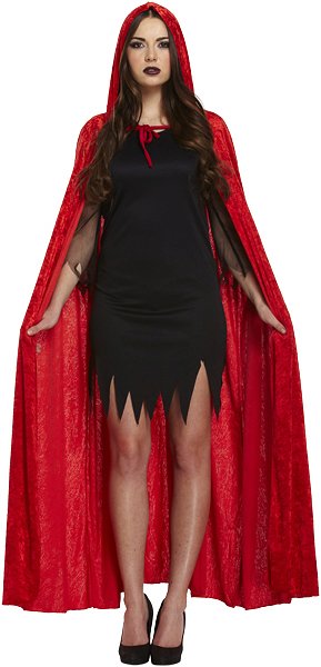 Adult's Red Velvet Cape with Hood (One Size)