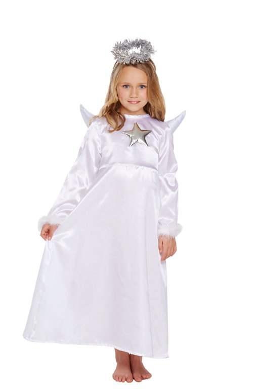 Children's Angel with Fur Costume (Medium / 7-9 Years)
