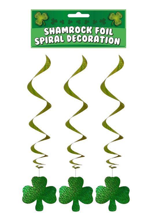 Irish Shamrock Hanging Spiral Decorations (3pcs)