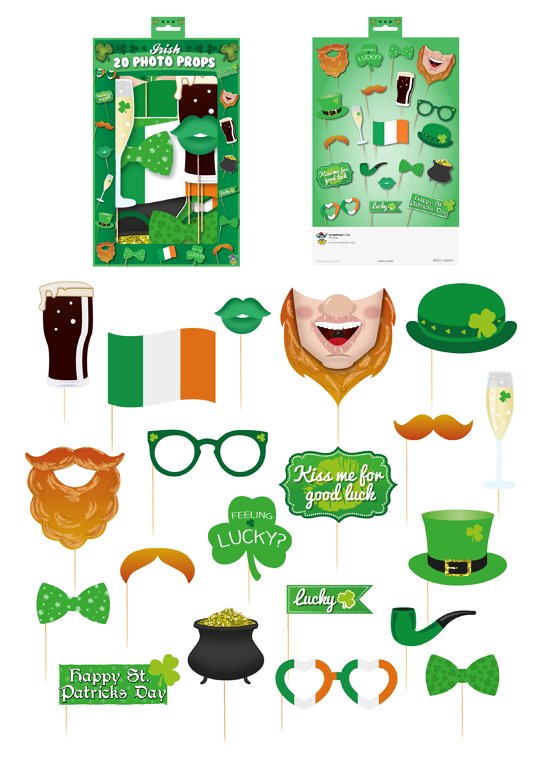 St. Patrick's Day Photo Booth Props with Sticks (Assorted Designs)
