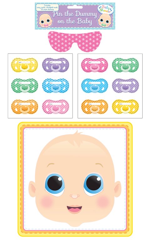 'Stick the Dummy on the Baby' Baby Shower Game (14pcs)