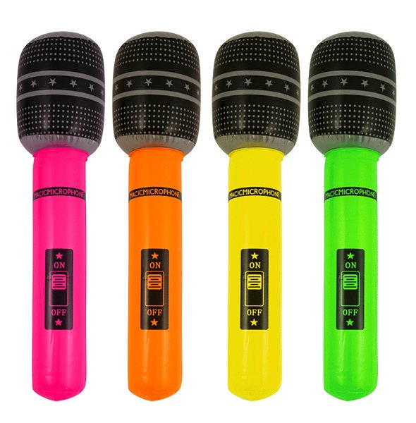 Inflatable Microphone 4 Assorted Neon Colours (40cm)
