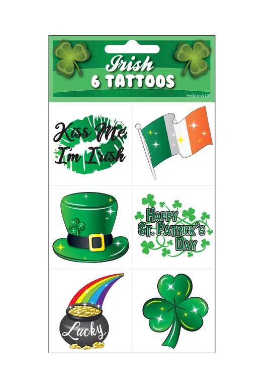 Irish St. Patrick's Day Temporary Tattoos (5x5cm) 6 Pieces per Sheet