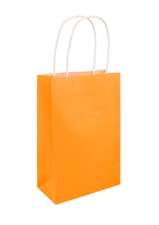 Neon Orange Paper Party Bag with Handles