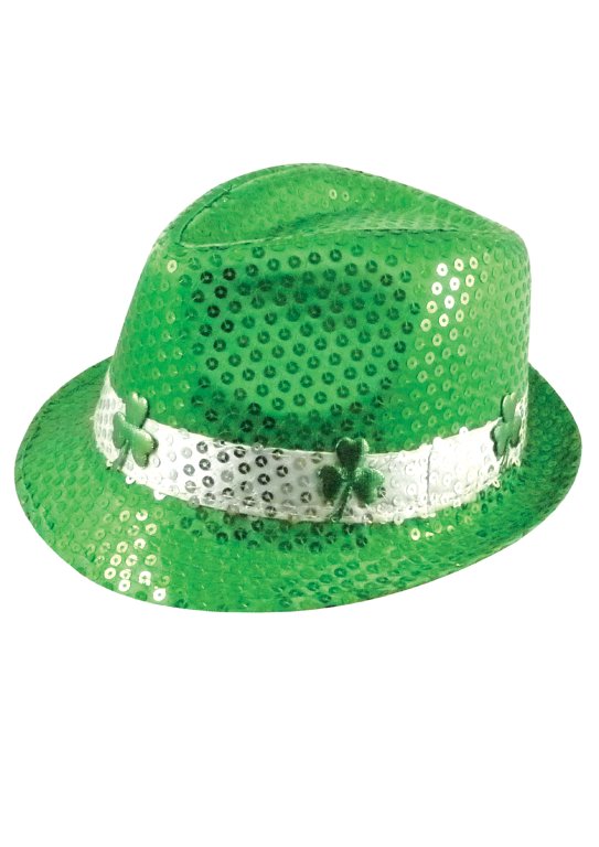 Irish Shamrock Sequin Gangster Hat (Adult)