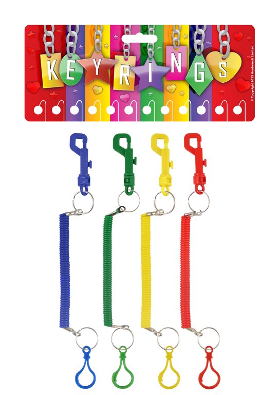 Stretchy Spiral Multipurpose Keychains with Clip (4 Assorted Colours)