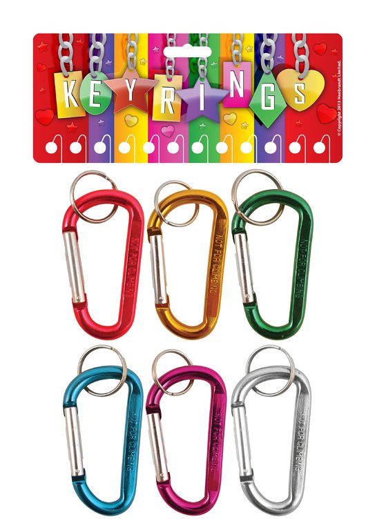 Metallic Carabiner Snap Clip Hooks (8cm) 6 Assorted Colours