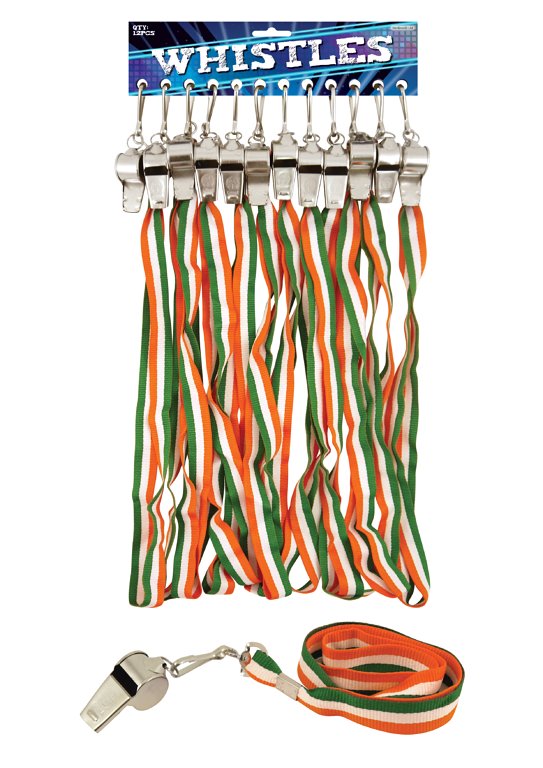 Metal Whistles with Irish Tricolour Cords