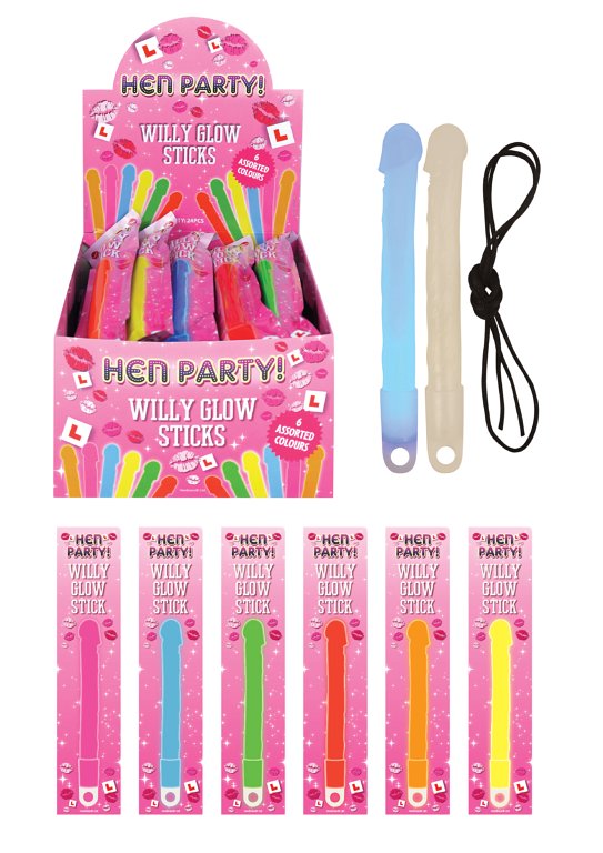 Willy Glow Sticks with Lanyards (6 Assorted Colours) Hen Party Accessories
