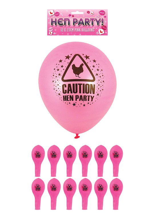 Pink Hen Party Balloons with Print (23cm)