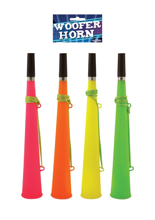 Woofer Horn with String (37cm) 4 Assorted Neon Colours