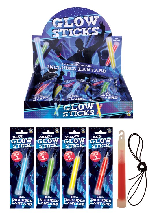 Glow Sticks (15cm) with Lanyards - 4 Assorted Colours
