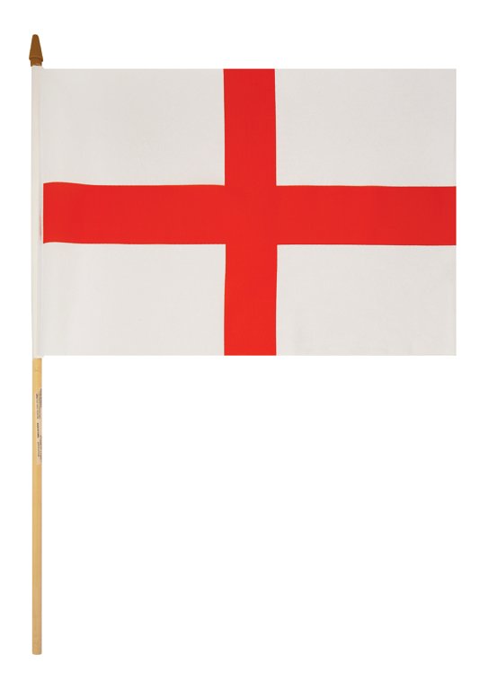 St George's Cross Hand Flag (45cm x 30cm) with Wooden Stick