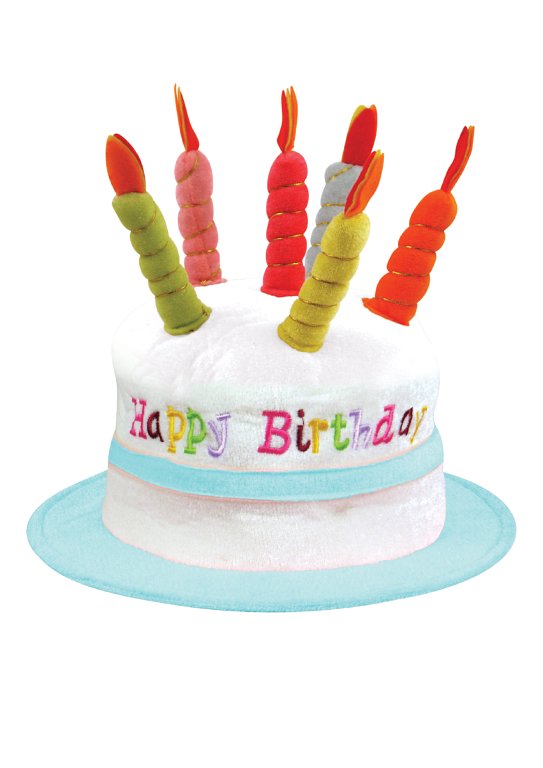 Happy Birthday Cake Hat (Blue) with Candles