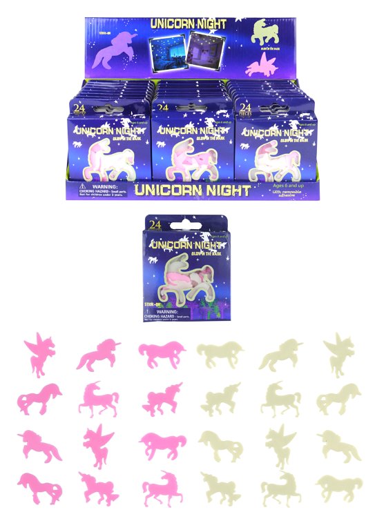 Glow in the Dark Unicorn Shapes (5-6.5cm) 24 Piece Boxes