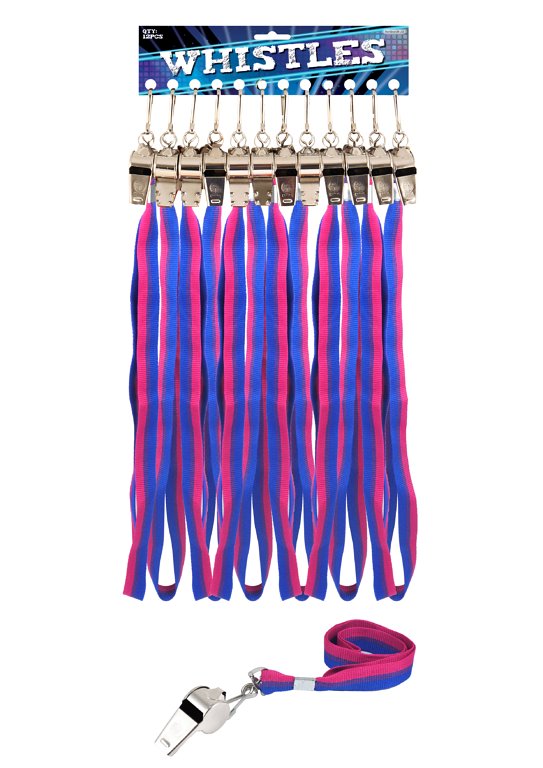 Metal Whistle with Bisexual Pride Colour Cord (5.5cm)