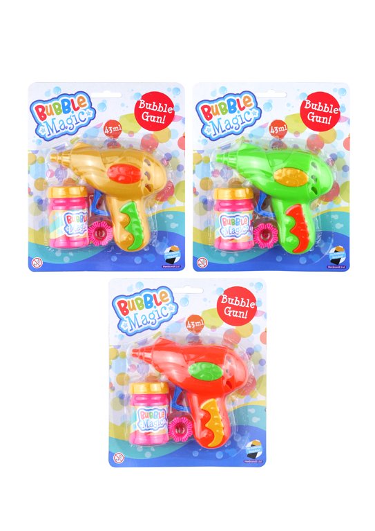 Friction Bubble Gun with Bubble Solution (3 Assorted Colours)