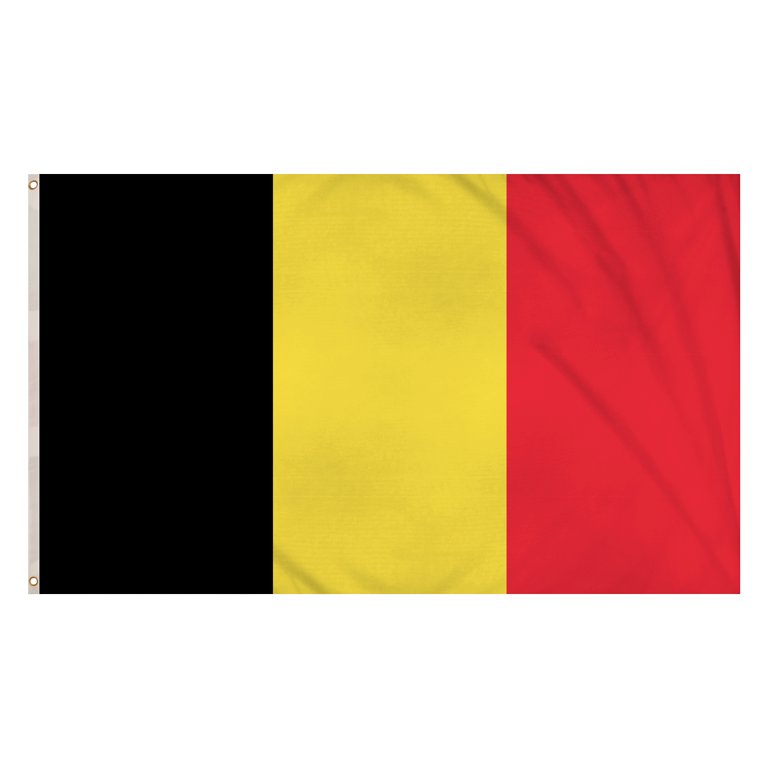 Belgium Flag (5ft x 3ft) Polyester, double stitched seam, metal eyelets