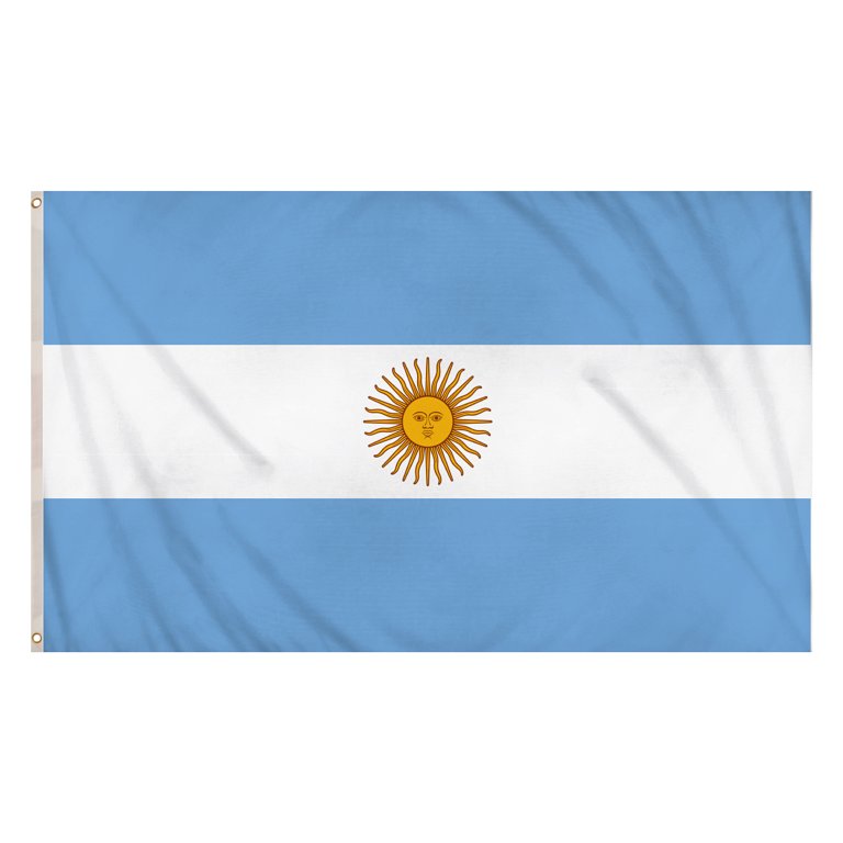 Argentina Flag (5ft x 3ft) Polyester, double stitched seam, metal eyelets