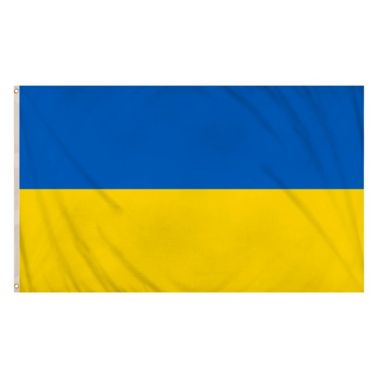 Ukraine Flag (5ft x 3ft) Polyester, double stitched seam, metal eyelets
