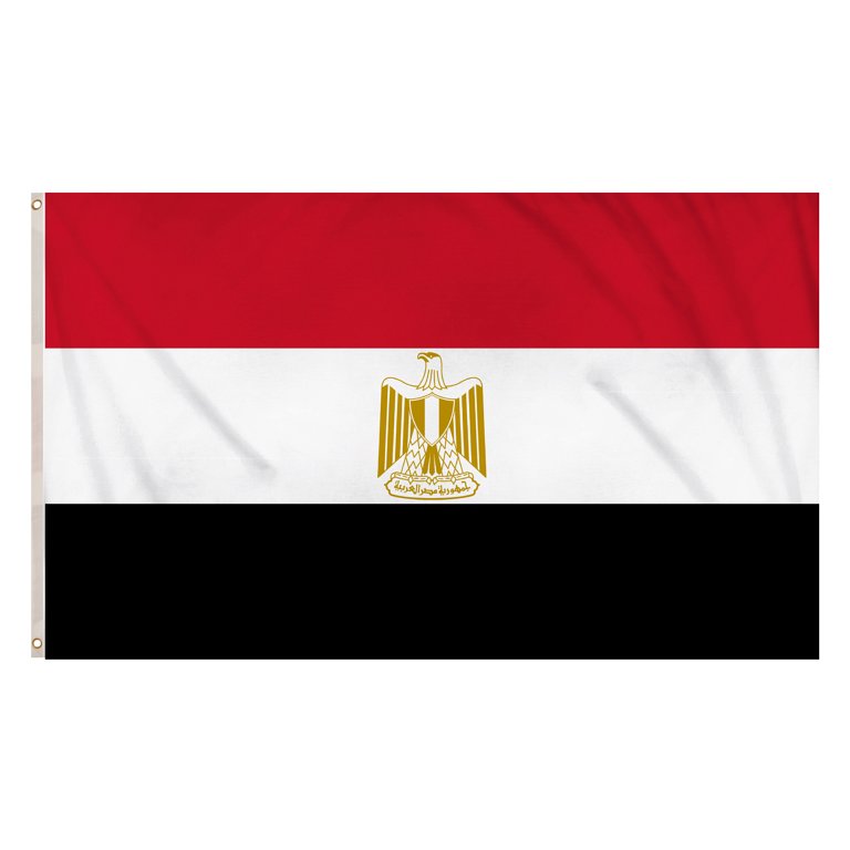 Egypt Flag (5ft x 3ft) Polyester, double stitched seam, metal eyelets