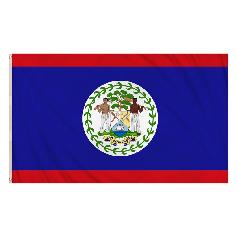 Belize Flag (5ft x 3ft) Polyester, double stitched seam, metal eyelets