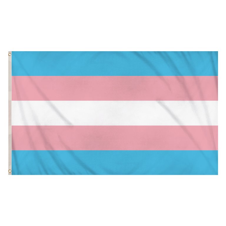 Transgender Pride LGBTQ+ Flag (5ft x 3ft) Polyester, Double-Stitched Seam, Metal Eyelets