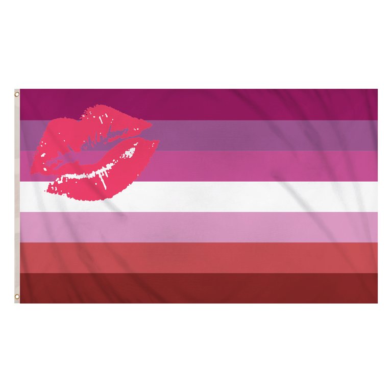Lipstick Lesbian Gay Pride LGBTQ+ Flag (5ft x 3ft) Polyester, Double-Stitched Seam, Metal Eyelets