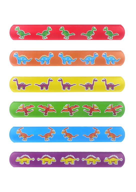 Dinosaur Snap Bracelets with Print (6 Assorted Designs)