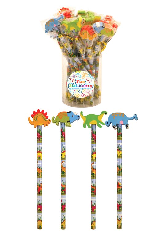 Dinosaur Pencils with Eraser Tops (4 Assorted Designs)
