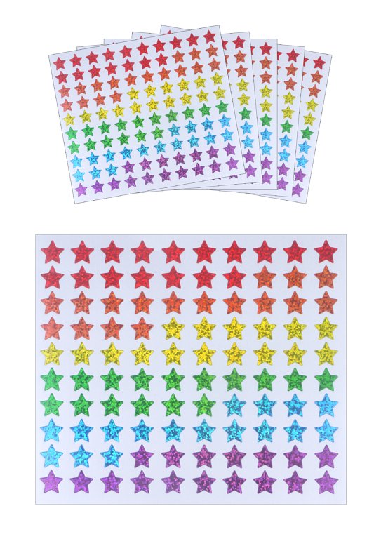 Holographic Star Stickers in 6 Assorted Colours – 100pcs per sheet