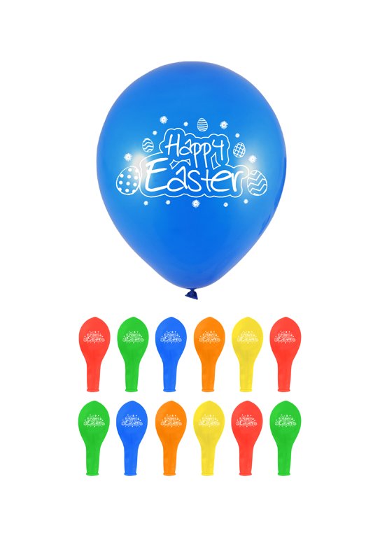 Easter Balloons with Printed Detail (23cm) Assorted Colours