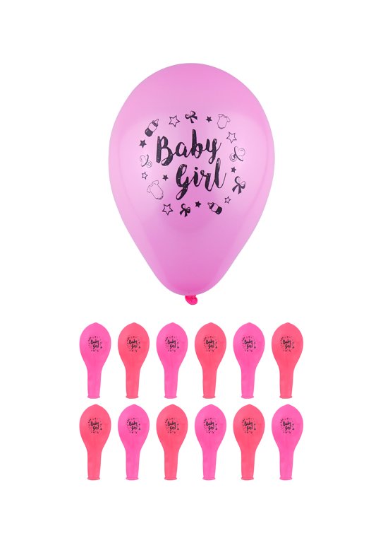 Pink Baby Girl Balloons with Printed Detail (23cm)