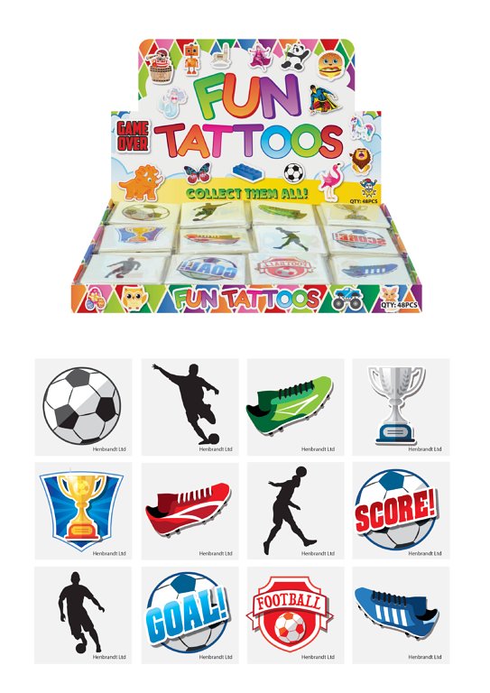 Mini Football Temporary Tattoos (4cm) 12 Piece Packs