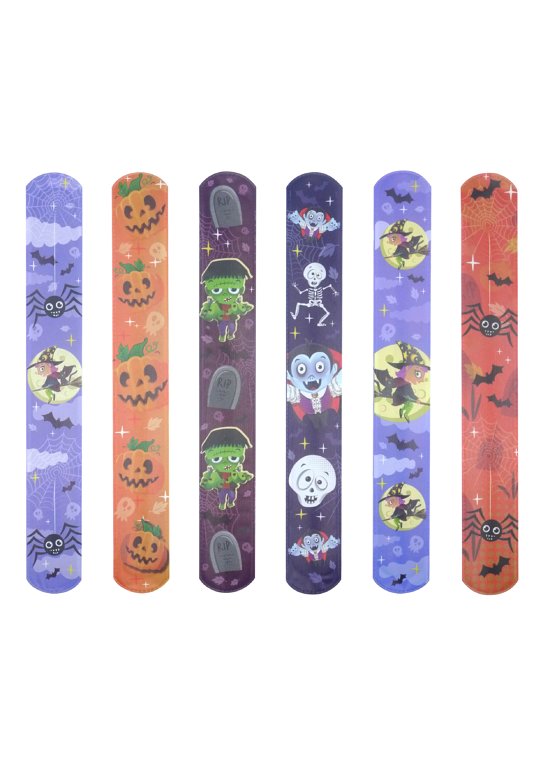 Halloween Snap Bracelets with Print (6 Assorted Designs)