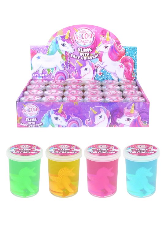 Clear Slime with Unicorn Tubs (6cm x 4.8cm) 4 Assorted Colours