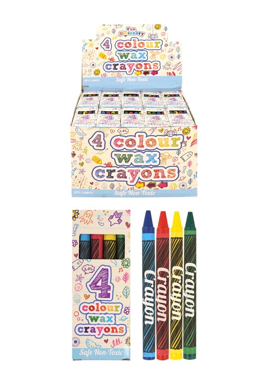 Mini Wax Crayon Packs (4pcs) 4 Assorted Colours