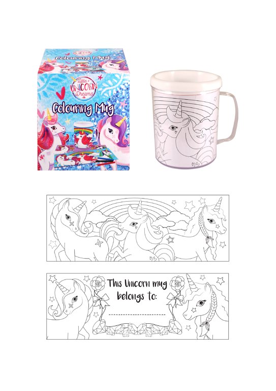 Unicorn Colouring Mug with 2 Assorted Designs