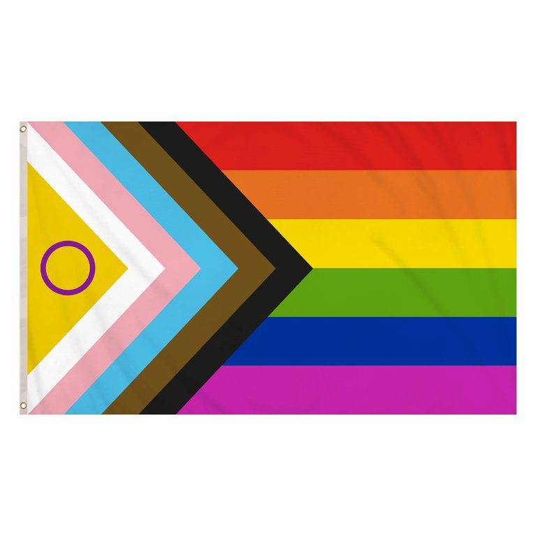 Intersex Progress Pride LGBTQ+ Flag (5ft x 3ft) Polyester, Double-Stitched Seam, Metal Eyelets