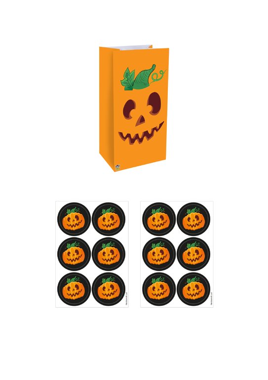 Halloween Pumpkin Paper Bags with Stickers