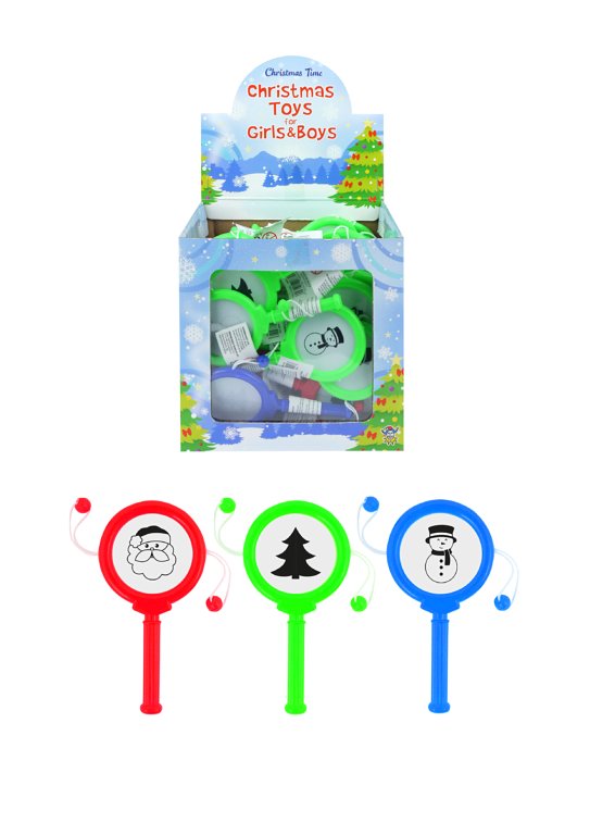 Christmas Mini Spin Drums (10cm) 3 Assorted Colours