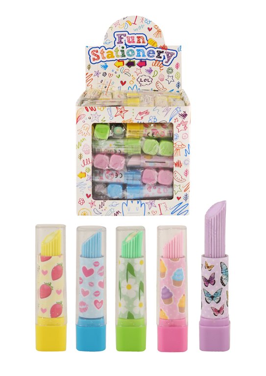 Lipstick Erasers (7cm) 5 Assorted Colours and Designs