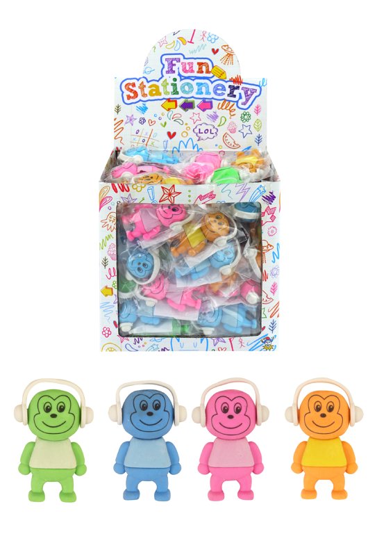 Monkey Erasers (5cm) 4 Assorted Colours