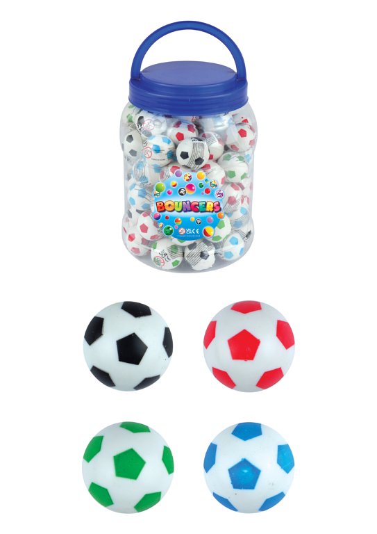 Football Bouncy Balls / Jet Balls (3.3cm) 4 Assorted Colours