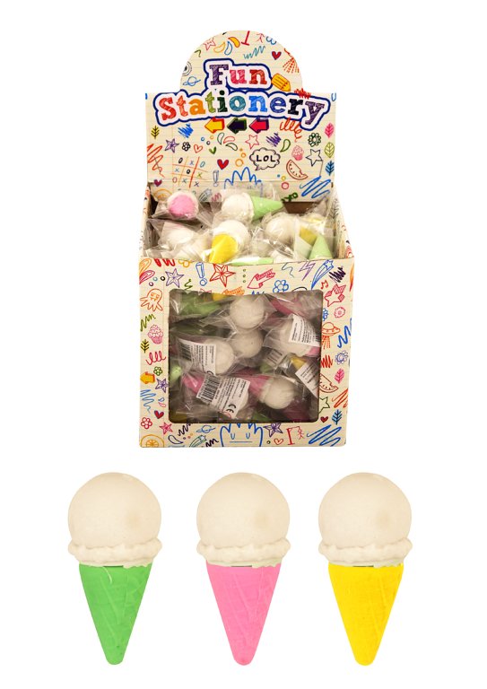 Ice Cream Erasers (5cm) 3 Assorted Colours