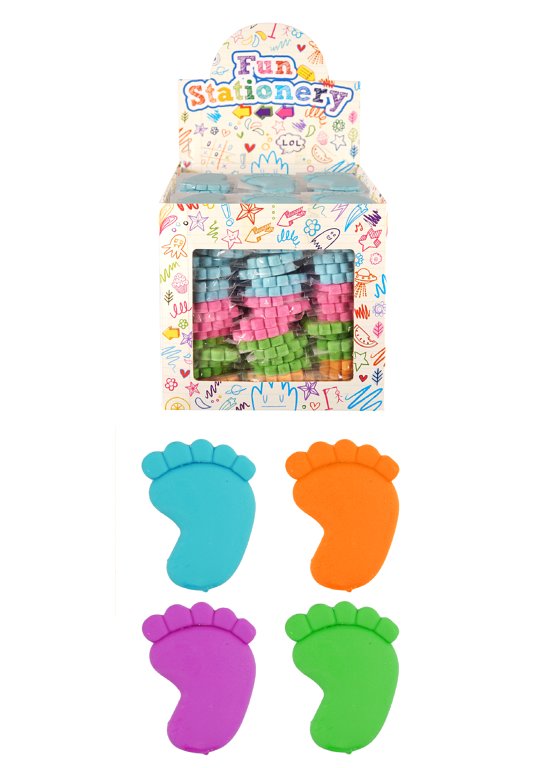 Foot Erasers (5cm) 4 Assorted Colours