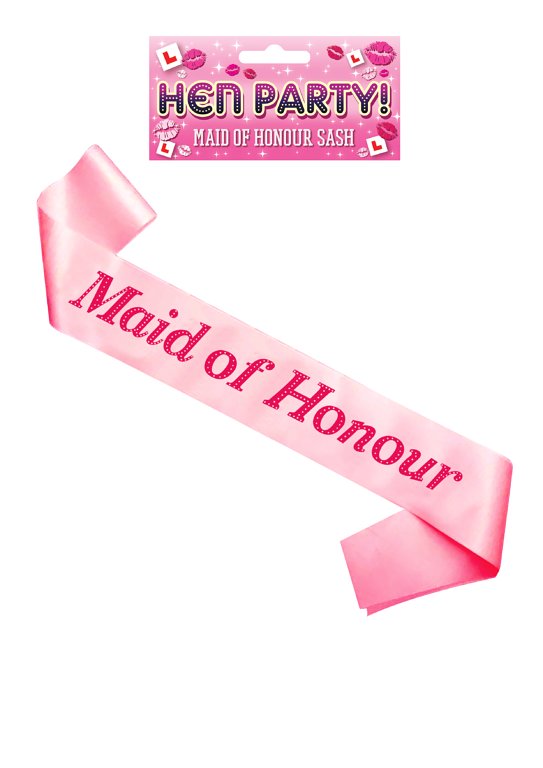 Maid of Honour Hen Party Sash (Pink with Pink Text)